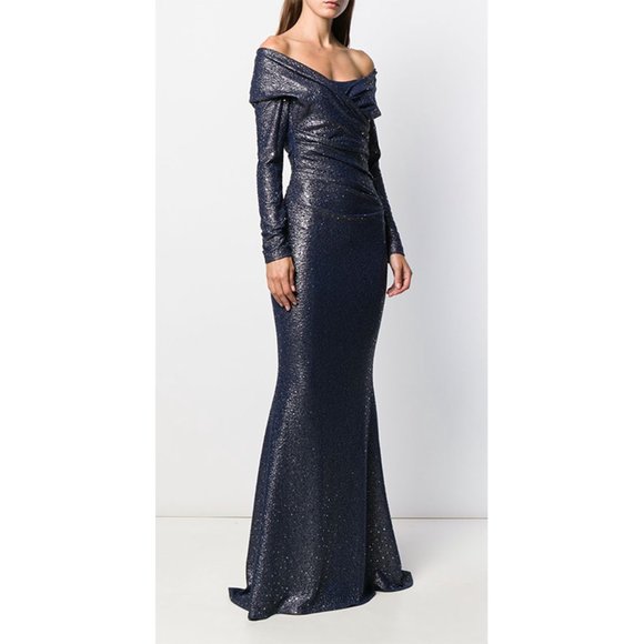 Talbot Runhof Dresses & Skirts - NEW Talbot Runhof Mermaid Sequin Gown Off The Shoulder Metallic Maxi Dress 4